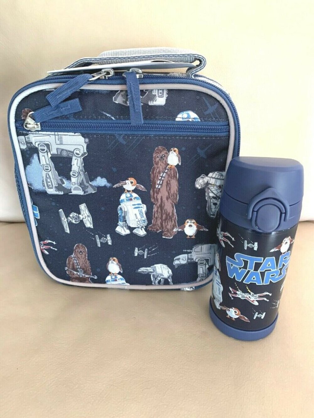 NWT Star Wars Pottery Barn School Kids LUNCHBOX + WATER Space SET New boy girl